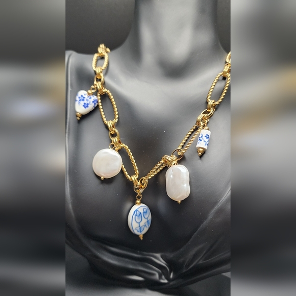 Portofino Blue Gold Charms Necklace - Picture 4 of 7